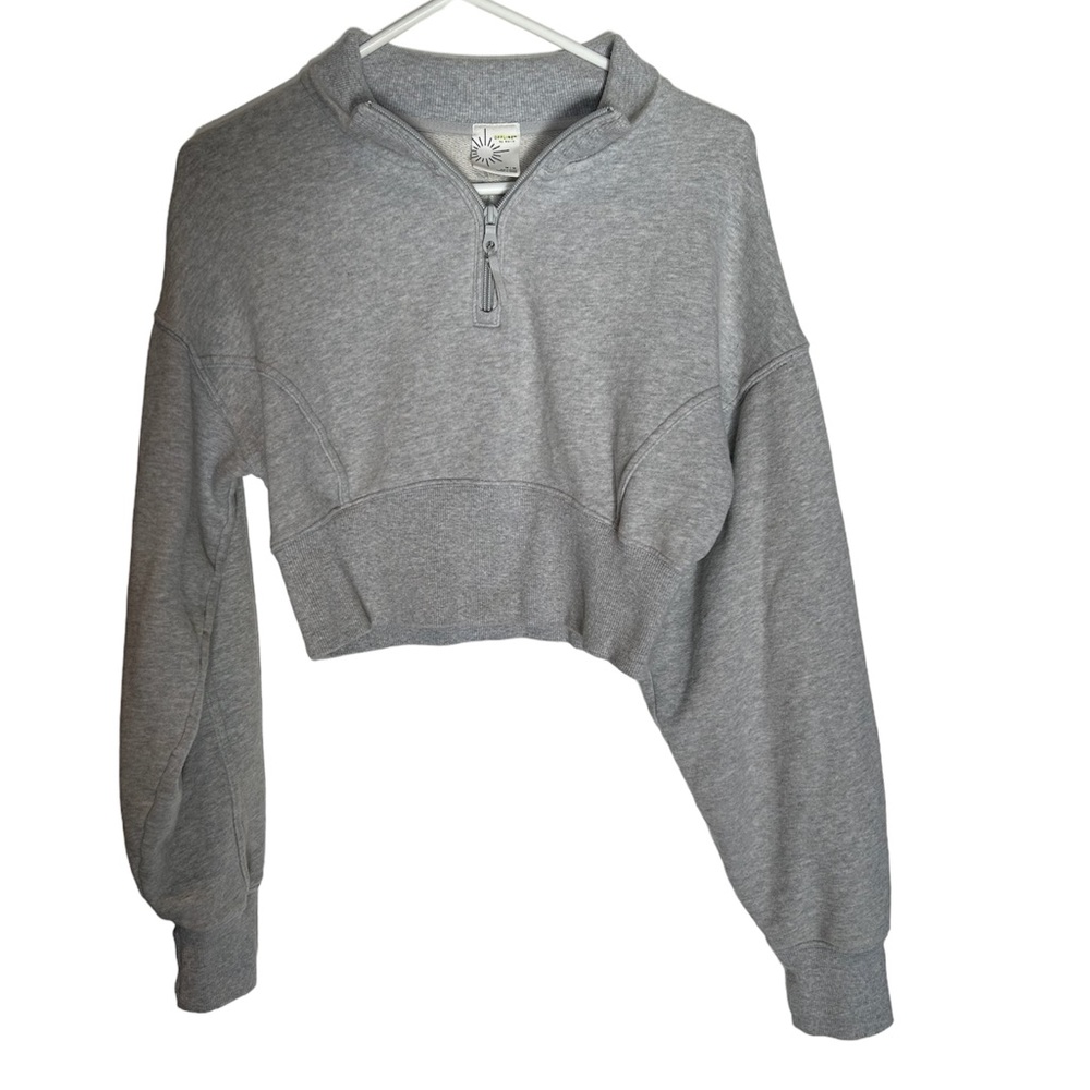 NWOT Aerie Offline Gray Cropped Quarter Zip Sweatshirt Size Medium